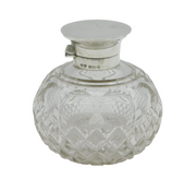 Sterling Silver Topped Cut Glass Scent Bottle Antique 1918 Birmingham