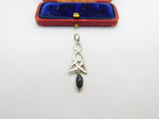 Sterling Silver Onyx Twirl Drop Charm Pendant Vintage c1970