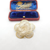 Sterling Silver & Gold Edged Filigree Flower Brooch Vintage c1970