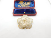 Sterling Silver & Gold Edged Filigree Flower Brooch Vintage c1970