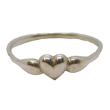Sterling Silver Dainty Small Heart Band Dress Ring Vintage c1970 Size L