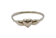 Sterling Silver Dainty Small Heart Band Dress Ring Vintage c1970 Size L