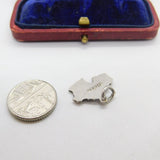 Sterling Silver Outline of Map of Jersey Charm Pendant Vintage c1970