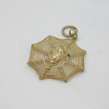 Sterling Silver Spider In Web Pendant Vintage c1970