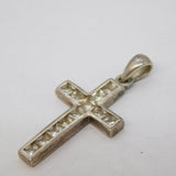 Sterling Silver Paste Set Cross Crucifix Charm Pendant Vintage c1970