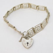 Sterling Silver Greek Maze Pattern Panel Bracelet Vintage c1970s