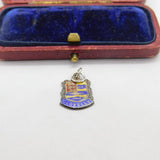 Sterling Silver and Coloured Enamel Travel Shield 'Clovelly' Charm Vintage c1970