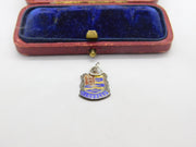 Sterling Silver and Coloured Enamel Travel Shield 'Clovelly' Charm Vintage c1970
