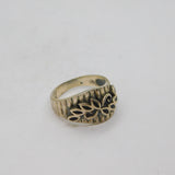 Sterling Silver Leaf Pattern Textured Wavy Band Studio Ring Vintage c1970 Size O