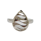 Sterling Silver Spinel Set Wavy Cut Out Peardrop Ring Vintage c1990 Size Q 1/2