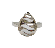 Sterling Silver Spinel Set Wavy Cut Out Peardrop Ring Vintage c1990 Size Q 1/2