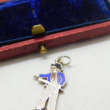 Sterling Silver & Enamel Napoleon Bonaparte Charm Pendant Vintage c1970