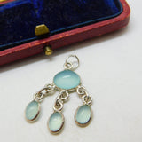 Sterling Silver Cabochon Cut Quartz Dream Catcher Charm Pendant Vintage c1970