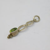 Sterling Silver Faceted Peridot Celtic Style Drop Charm Pendant Vintage c1970