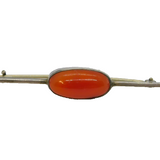 Sterling Silver Cabochon Carnelian Agate Minimalist Bar Brooch Pin Antique c1920