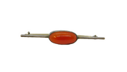 Sterling Silver Cabochon Carnelian Agate Minimalist Bar Brooch Pin Antique c1920