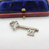 Sterling Silver 21st Birthday Key Charm Pendant Vintage c1970