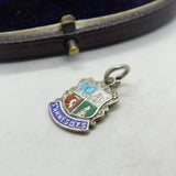 Sterling Silver St Annes On The Sea Traveller Shield Charm Pendant Vintage c1970