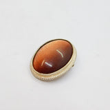 Sterling Silver Sparkling Goldstone Oval Brooch Pin Modern 1991 Birmingham