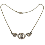 Sterling Silver Art Nouveau Style Swirl Pattern Necklace Antique c1970