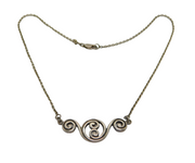 Sterling Silver Art Nouveau Style Swirl Pattern Necklace Antique c1970