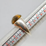 Sterling Silver Faceted Tiger's Eye Chunky Signet Ring Vintage c1970 Size V 1/2