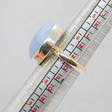 Sterling Silver Blue Lace Agate Round Statement Ring Vintage c1970 Size N 1/2