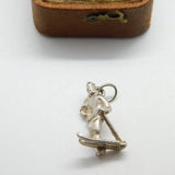 Sterling Silver Man on Skis Charm Pendant Vintage c1970