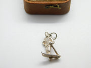 Sterling Silver Man on Skis Charm Pendant Vintage c1970