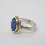 Sterling Silver & Lapis Lazuli Set Dress Ring Vintage c1970s