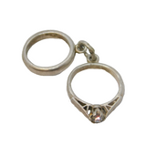 Sterling Silver Wedding Rings Charm Pendant Vintage c1970s