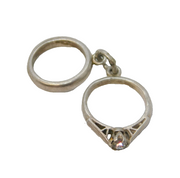 Sterling Silver Wedding Rings Charm Pendant Vintage c1970s