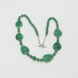Sterling Silver & Jadeite Hardstone Large Statement Necklace 30" Length Vintage