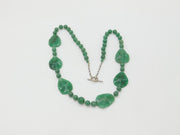 Sterling Silver & Jadeite Hardstone Large Statement Necklace 30" Length Vintage