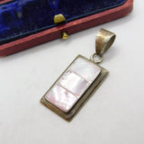 Sterling Silver Pink Mother of Pearl Charm Pendant Vintage c1970