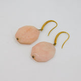 Pair of Gold On Sterling Silver Faceted Rose Quartz Drop Earrings Vintage c1970