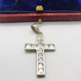 Sterling Silver Diamond Paste Crucifix Charm Pendant Vintage c1970