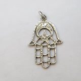 Sterling Silver Hamsa Hand Charm Pendant Vintage c1970