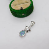 Sterling Silver Doublet Opal Drop Charm Pendant Vintage c1970