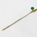 Sterling Silver Colourful Enamel Chicken Terminal Cocktail Stick Antique