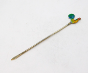Sterling Silver Colourful Enamel Chicken Terminal Cocktail Stick Antique