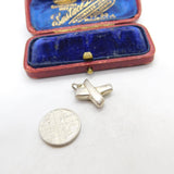 Sterling Silver Puffy Cross Charm Pendant Vintage c1970