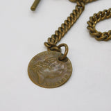 Victorian Gilt Metal Albert Watch Chain with Spade Guinea Fob Antique c1850s