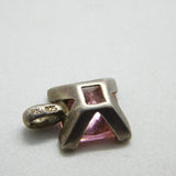 Sterling Silver and Pink Quartz Drop Charm Pendant Vintage c1970