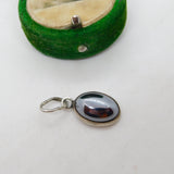Sterling Silver Cabochon Haematite Charm Pendant Vintage c1970