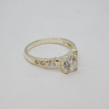 Sterling Silver Multi-Stone CZ Sparkling Engagement Ring Vintage c1990 Size P