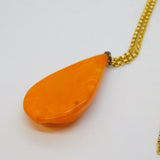 Art Deco Rolled Gold & Butterscoth Amber Set Pendant Necklace Antique c1930s