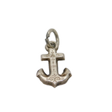 Sterling Silver Patterned Anchor Charm Pendant Vintage c1970s