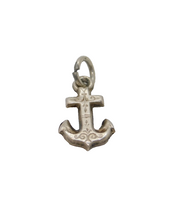 Sterling Silver Patterned Anchor Charm Pendant Vintage c1970s