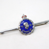 Silver Plated Blue Enamel King Edward VIII Coronation Brooch Antique 1937